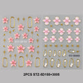 5D Floral Embossed Nail Stickers Bronzing Hibiscus Flower Petals Star Frame Elegant Nail Art Decals for Spring Summer Decor
