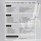 PERFECT COLOR Gel Nail Polish Top & Base Coat Set – Silky Base, Glossy No-Wipe Top