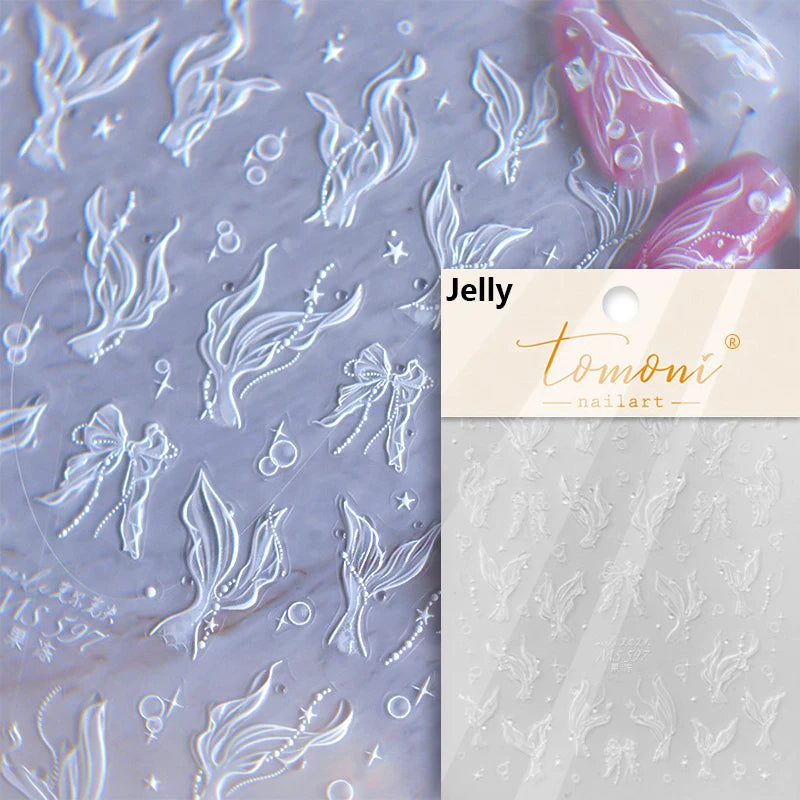 NAILFYOU Holographic Mermaid Tail Nail Stickers – 5D Shell & Star Decals