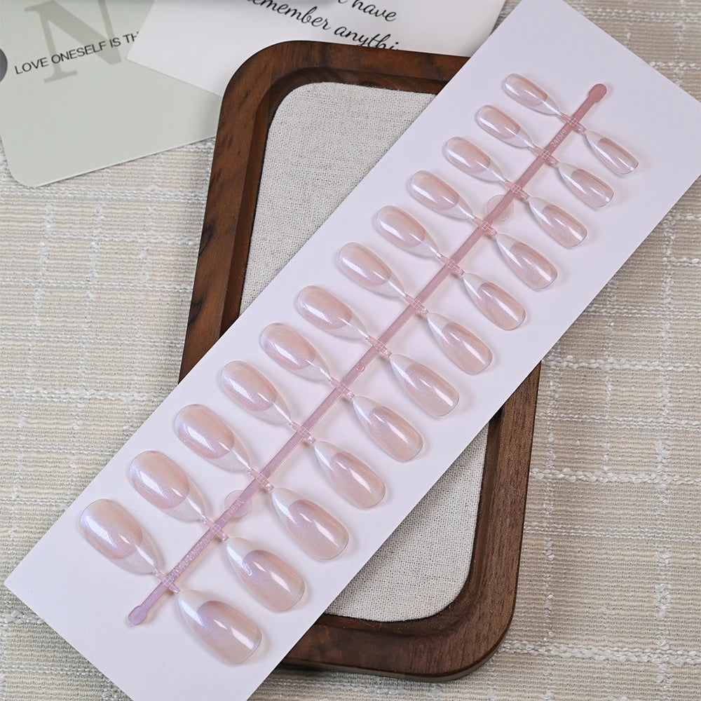 Pearlescent Short Square Press-On Toenail Tips – Full Cover Soft Gel, 120 Pieces