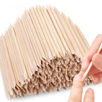 Orange Wood Nail Sticks – Double-Sided Cuticle Pusher & Rhinestone Dotting Tool