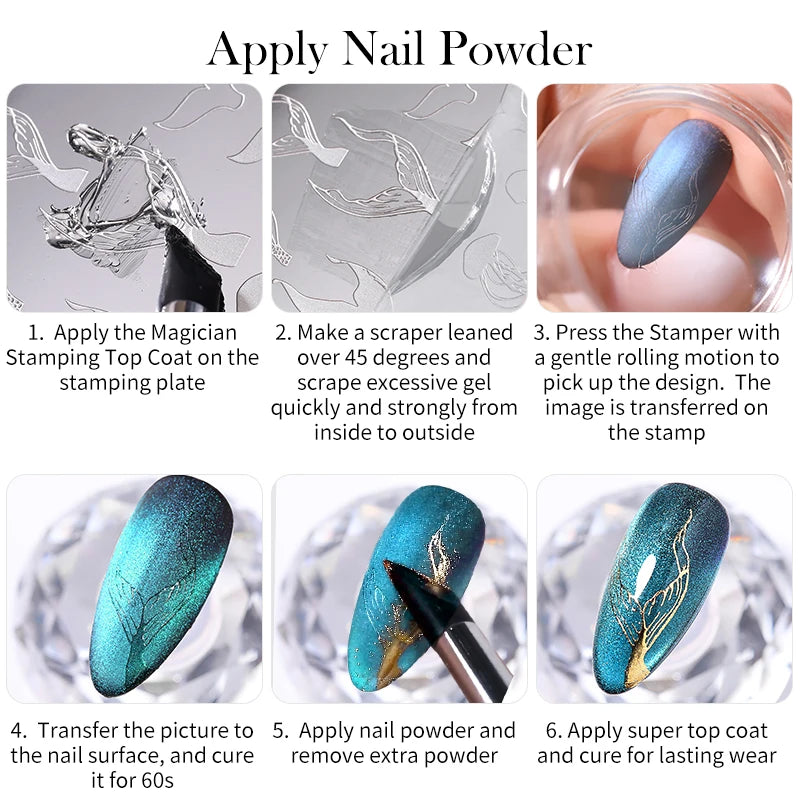 BORN PRETTY 5ml Magician Stamping Top Coat  No Wipe Clear Stamping Gel and Apply Nail Powder Manicure Stamping Varnish