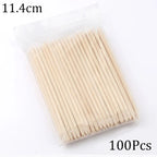 Orange Wood Nail Sticks – Double-Sided Cuticle Pusher & Rhinestone Dotting Tool
