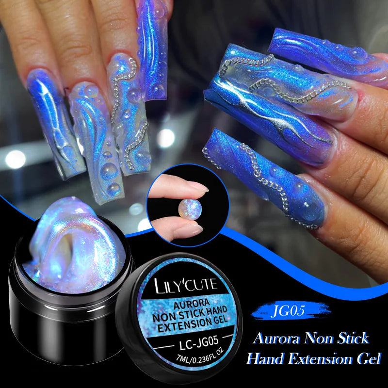 LILYCUTE 8ml Clear Non Stick Hand Extension Gel Nail Polish For 3D Shaping Nail Art Solid Milky Jelly Hard Gel For Fake Nail DIY