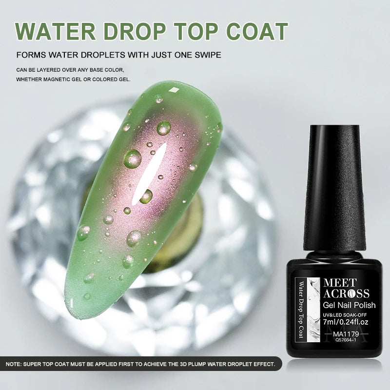 MEET ACROSS 3D Clear Water Drop Top Coat – Crystal No-Wipe Nail Gel