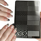 Polka Dot & Line Stripes Nail Stamping Plate – Multi-Size Pattern Template