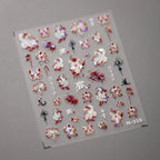 Rhstoe Nine-Tailed Fox 5D Nail Stickers – Chinese Style Fox Mask & Flower Decals