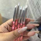 Dual-End Silicone Nail Dotting Brushes – Marbleizing Painting Pens, 5 Pieces