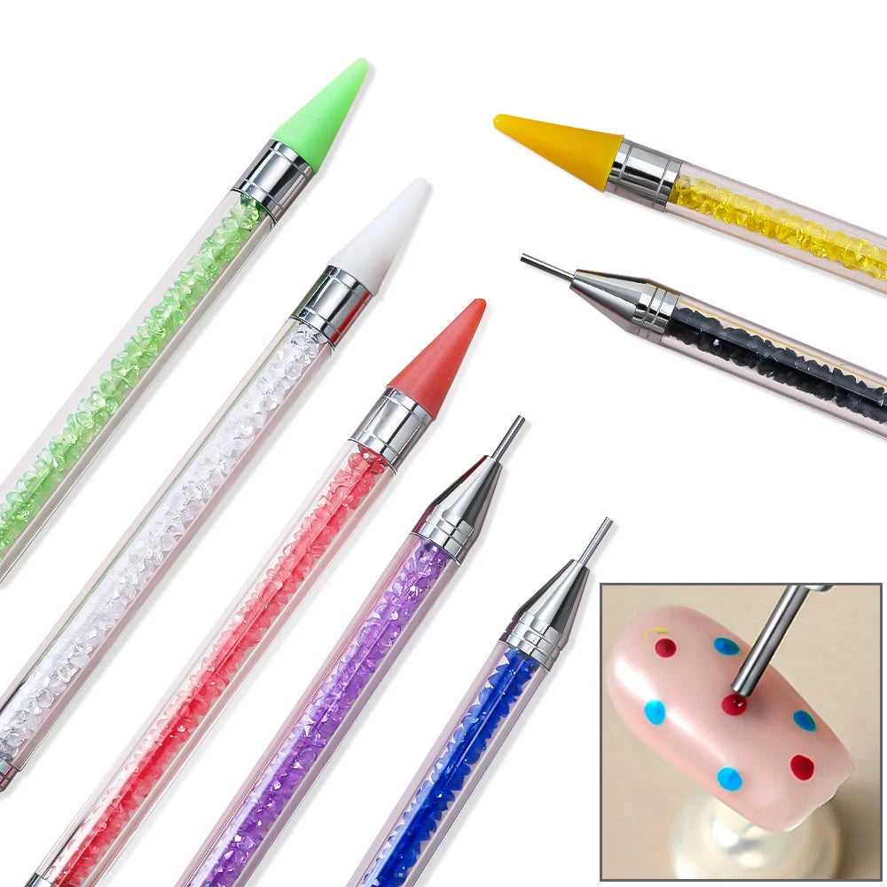 Acrylic Handle Nail Rhinestone Picker – Dual-End Wax Dotting Pen