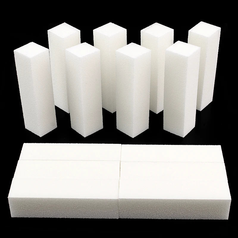 2/8/10Pcs White Sponge Nail Buffer Blocks 120 Grit Professional Nail Sanding Buffing Polishing File Manicure Grinding Nail Tools