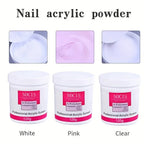 NOCIS Acrylic Powder – White, Pink & Naked Colors for 3D Nail Extension, 120g