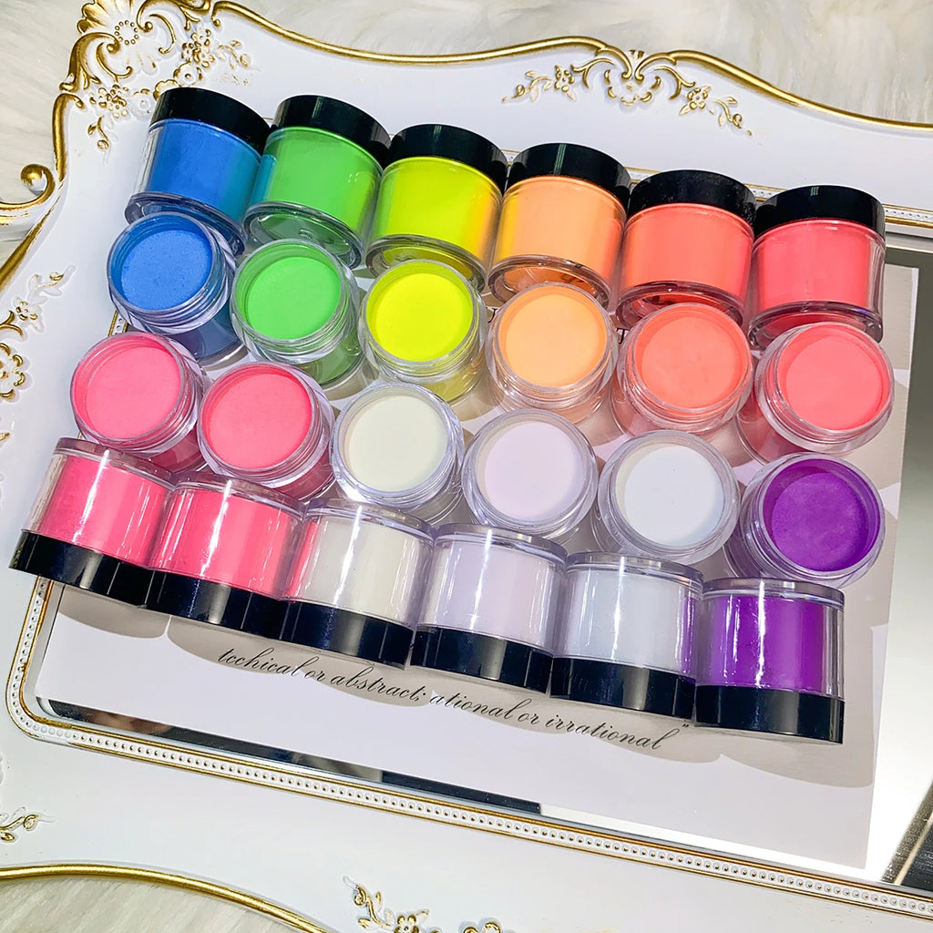 MAFANAILS Glow-in-the-Dark Acrylic Powder – Luminous Neon Nail Powder Set, 12 Colors