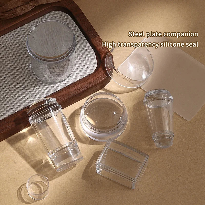Jiauting Transparent Silicone Nail Stamper & Scraper Set