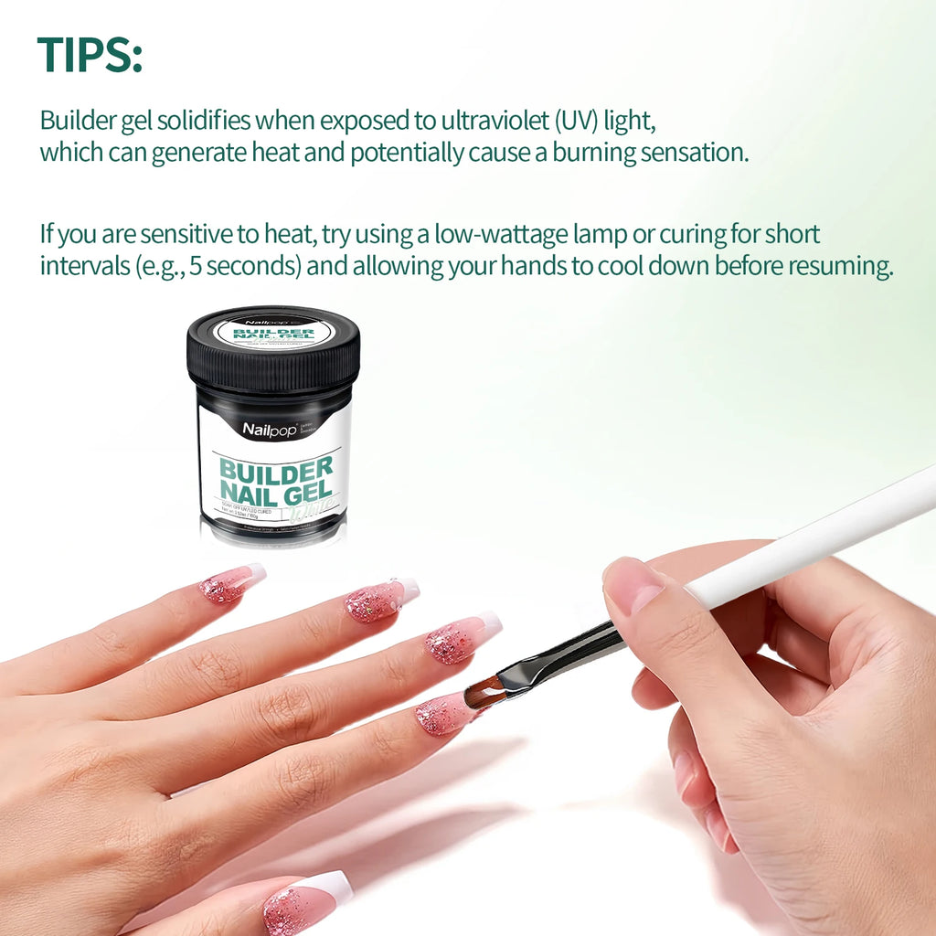 Nailpop Milky Smooth Builder Gel – UV Hard Gel Strengthener, 30g/100g