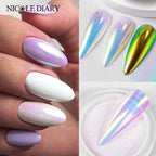 NICOLE DIARY Aurora Nail Powder – Pearlescent Rubbing Dust Pigment