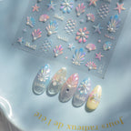 5D Summer Beach Nail Stickers – Shell & Crystal Diamond Ocean Decals
