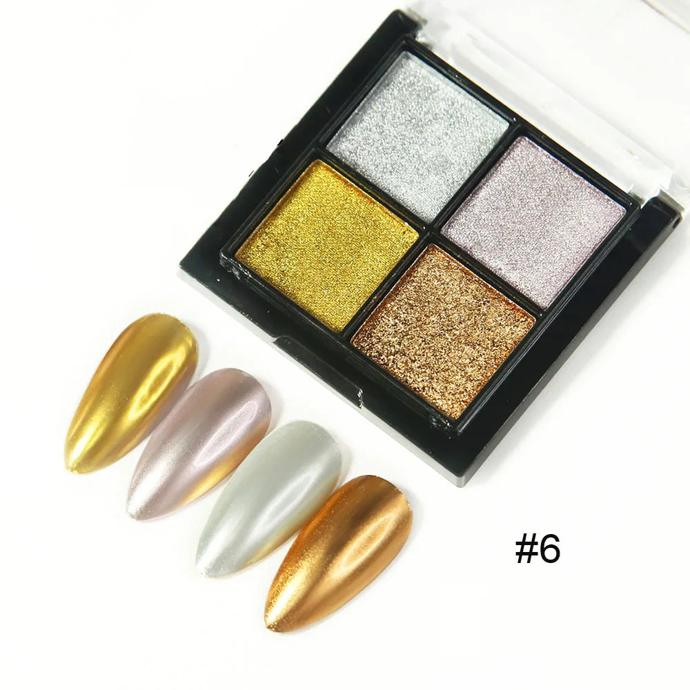 9Colors/Box Gradient Glitter Nail Powder Palette Colors Magic Mirror Pigment Rubbing Set Chrome Powder Manicure DIY Accessories
