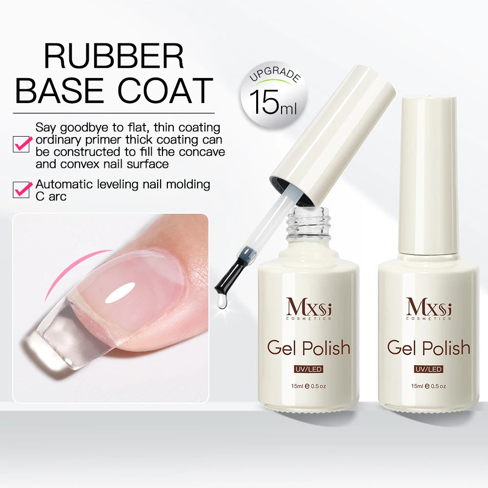 Mxsi Strong Base Coat & No-Wipe Top Coat – Self-Leveling French Manicure Gel