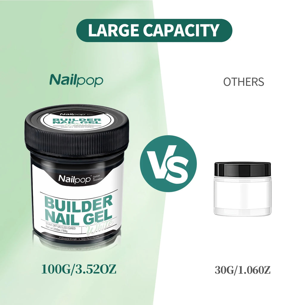 Nailpop Milky Smooth Builder Gel – UV Hard Gel Strengthener, 30g/100g