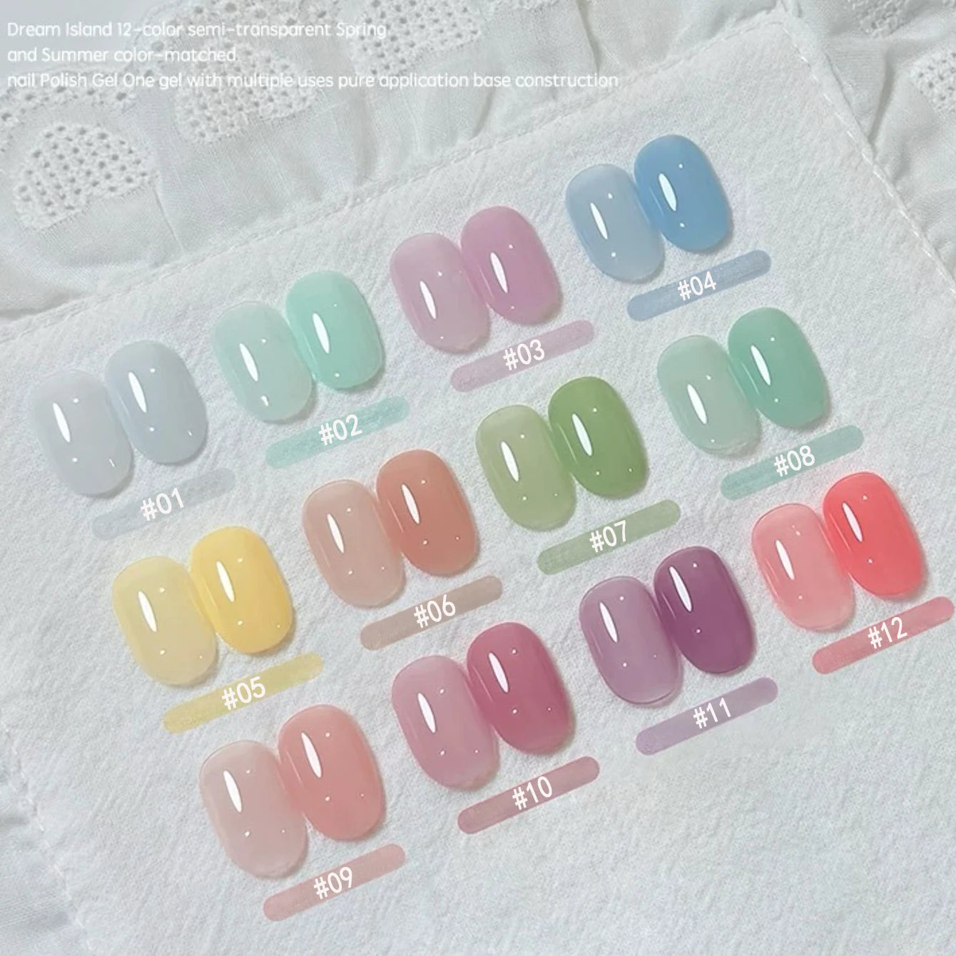 MAINEL 1-12pcs 10ML Energy Candy Whitening Jelly Gel Nail Polish Summer Nails Ice-Transparent Nude Gel Polish