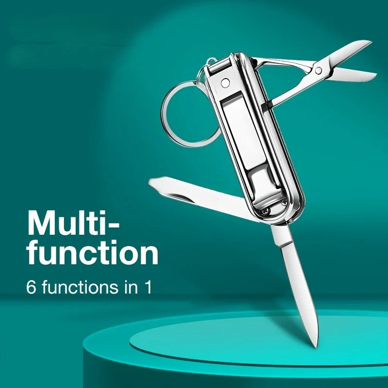 Ouriner Multifunctional Stainless Steel Nail Clipper – 6-in-1 with File & Bottle Opener