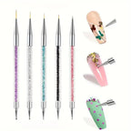 Lightweight Nail Art Dotting Pen Set – Rhinestone Handle Liner & Dotter, 5 Pieces