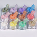 12-Bottle Shiny Sugar Pigment Glitter Set – Nail, Face & Body Sparkle