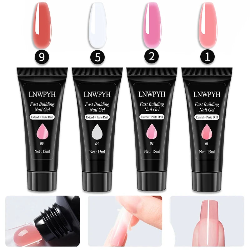 LNWPYH Poly Extension Nail Gel Set – Professional Building Gel Kit, 4/9 Colors