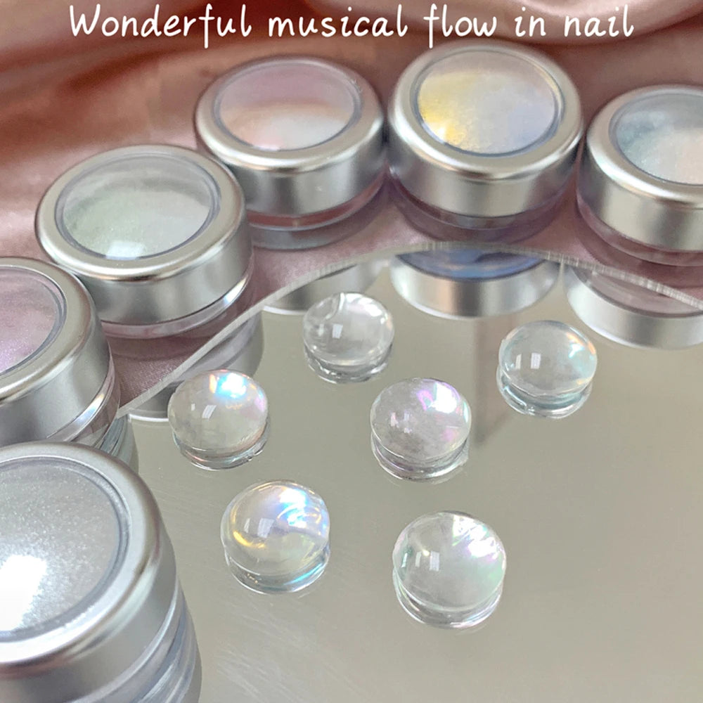 1Jar 0.2g Aurora Pearl Mirror Effect Nail Powders Aurora Chrome Mermaid Nails Art Powder Rainbow AB Glitter Rubbing Dust Pigment