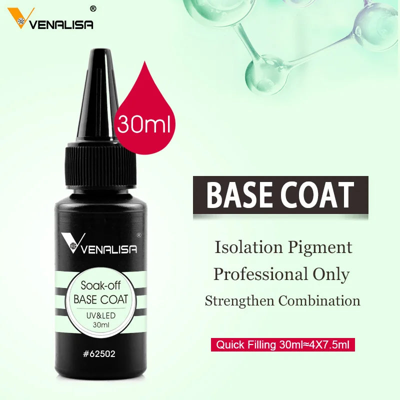 VENALISA 7.5/30ml TPO FREE Primer Base Coat No-wipe Matt Topcoat Reinforce Glossy Tempered UV LED Long Lasting Nail Gel