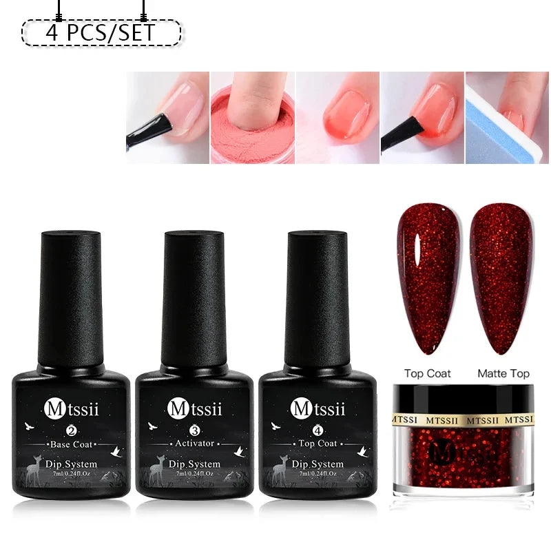 Mtssii 1/5pcs Dipping Nail Powder System Base Top Activator for Dip Nail Glittering Power Dust Without UV Lamp Needed