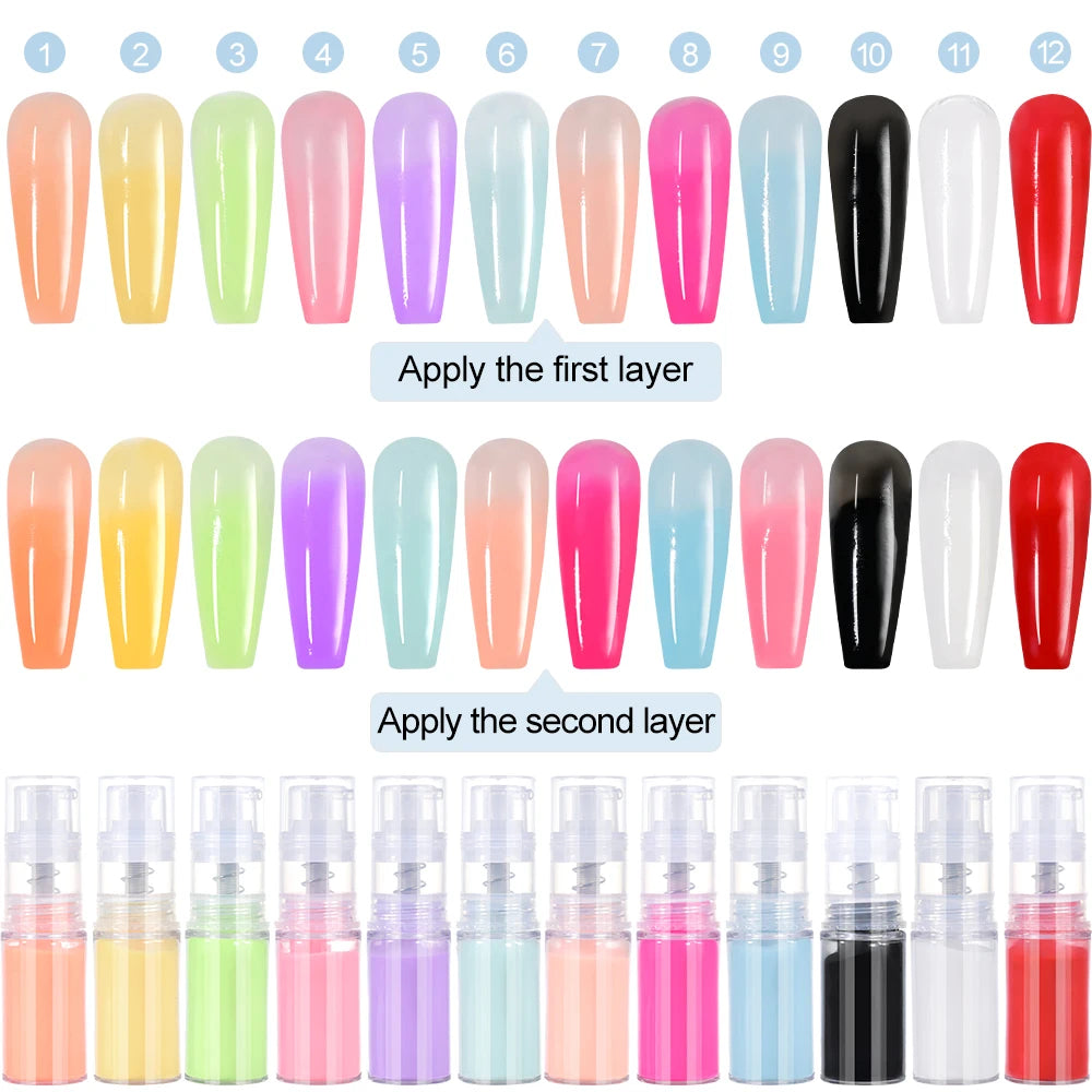 12styles Nail Art Spray Powder Color Gradient Ombre Spray For Nail Create A Few Seconds To Achieve A Gradient Effect Pigment|