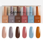 CANNI 6pcs HEMA TPO-Free Gel Polish Set – Pink & Nude Long-Lasting Manicure