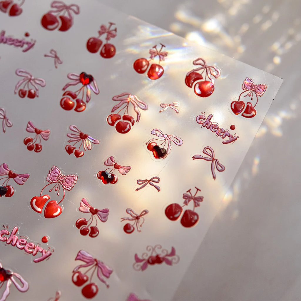 5D Summer Nail Art Stickers – Watermelon, Ice Cream & Bowknot Jelly Decals