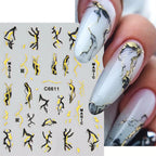 MingLee Golden Blue Marble Nail Stickers – Ocean Wave & Smoke Ink Decals, 12 Sheets