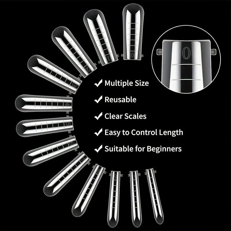 Transparent Double-Shaped Nail Extension Mold System – 6 Shapes, 120 Pieces