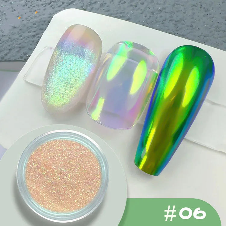 1Jar Magic Mirror Chameleon Nail Powder Glitter Aurora Pearlescent Powder Chrome Pigment Rubbing Dust Manicure Decoration