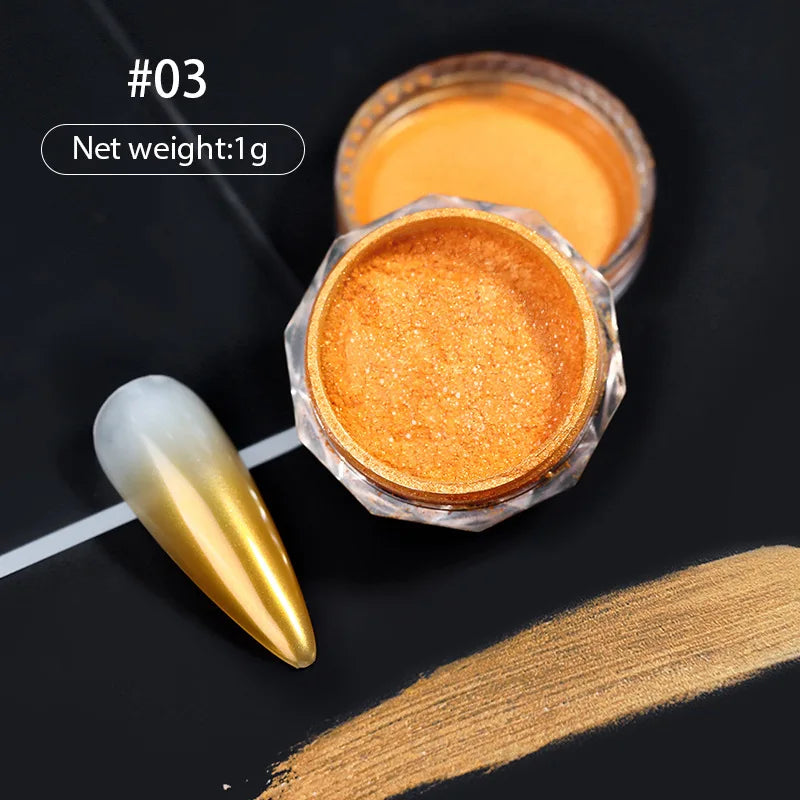 9Colors/Box Gradient Glitter Nail Powder Palette Colors Magic Mirror Pigment Rubbing Set Chrome Powder Manicure DIY Accessories