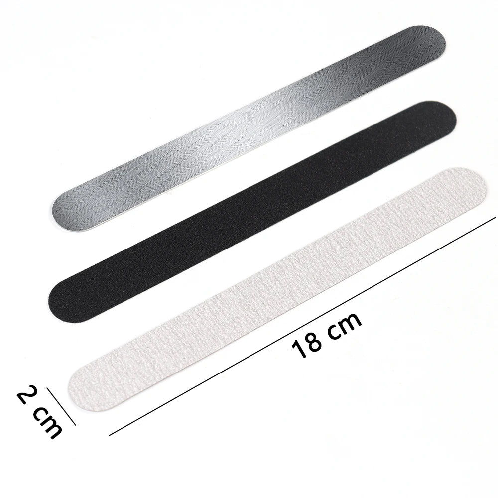 10Pcs Straight Sticks Replacement Nail Art Files 100/180/240 SandPaper With Metal Handle Grinding Tools Polishing Manicure Files