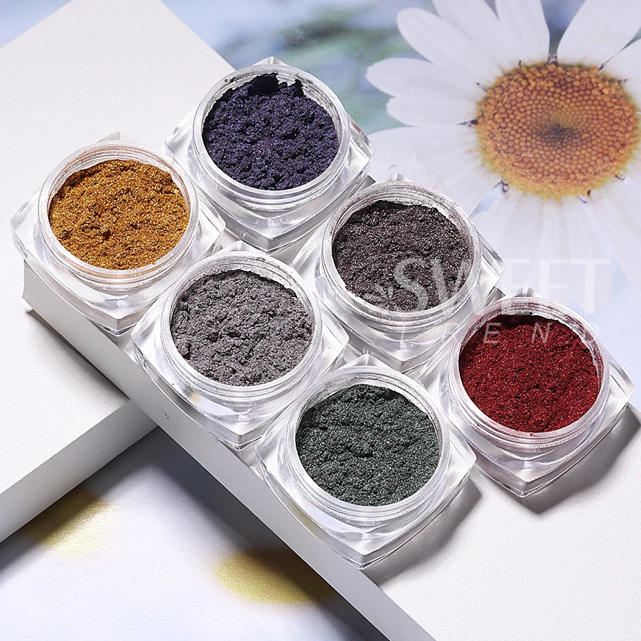 6 Colors Cat Eye Magnetic Chrome Nail Powder 3D Glitter Nail Pigment Powder UV Gel Polish Dust DIY Manicure Decoration Supplies