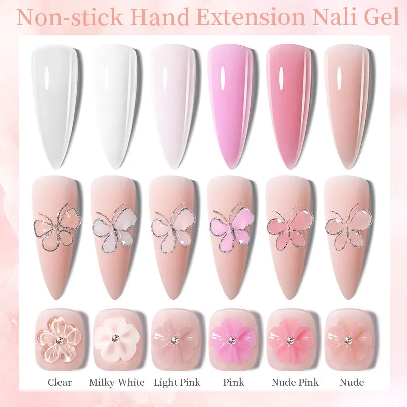 LILYCUTE 8ml Clear Non Stick Hand Extension Gel Nail Polish For 3D Shaping Nail Art Solid Milky Jelly Hard Gel For Fake Nail DIY