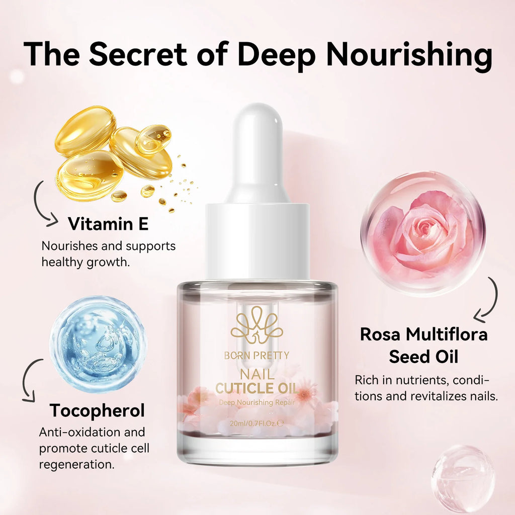 BORN PRETTY Flower-Infused Cuticle Oil & Remover Set – 20ml