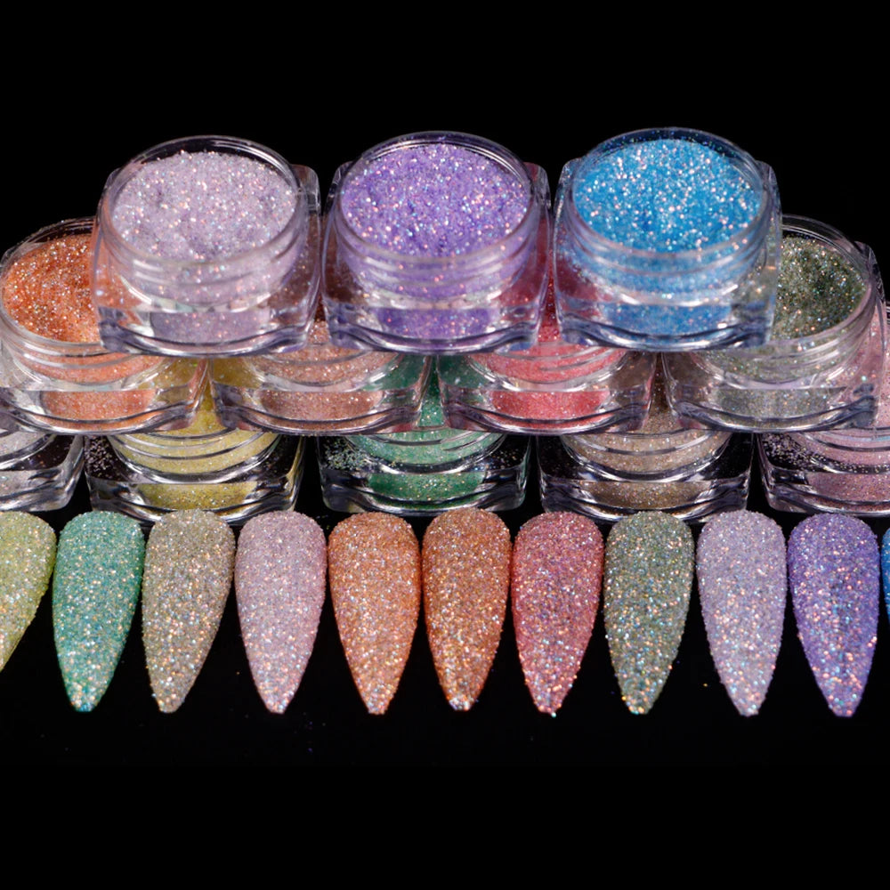 12 Bottles Set Shiny Nail Sugar Pigment Powder Cosmetic Festival Powder Sequins Glitter for Nail Arts Face Hair Body Decoration