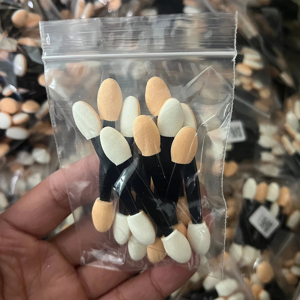 Disposable Double-Sided Mirror Chrome Powder Sponge Applicator Brushes