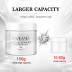 Saviland Large Capacity Acrylic Powder – Clear, White, Pink & Nude, 5.29oz