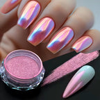 Moonlight Pearl Pink Gradient Chrome Powder – Aurora Shell Mirror Pigment