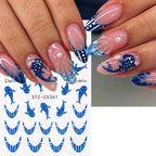 Blue Ocean Nail Art Stickers – Whale, Octopus & Starfish Decals, 2 Pieces