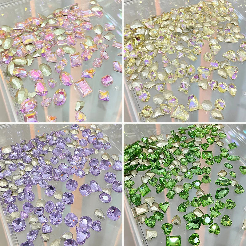 Mixed Shape Nail Rhinestones – 3D Glass Crystal Charms, 20 Pieces