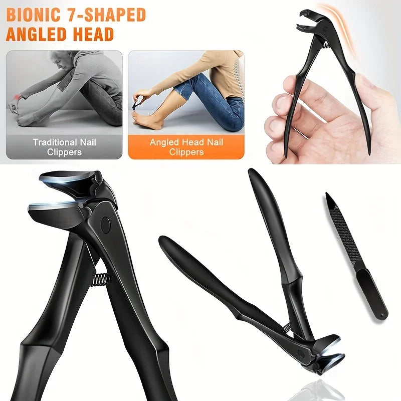 Angled Curve Toenail Clippers – Large Opening for Thick Nails, Lock Buckle