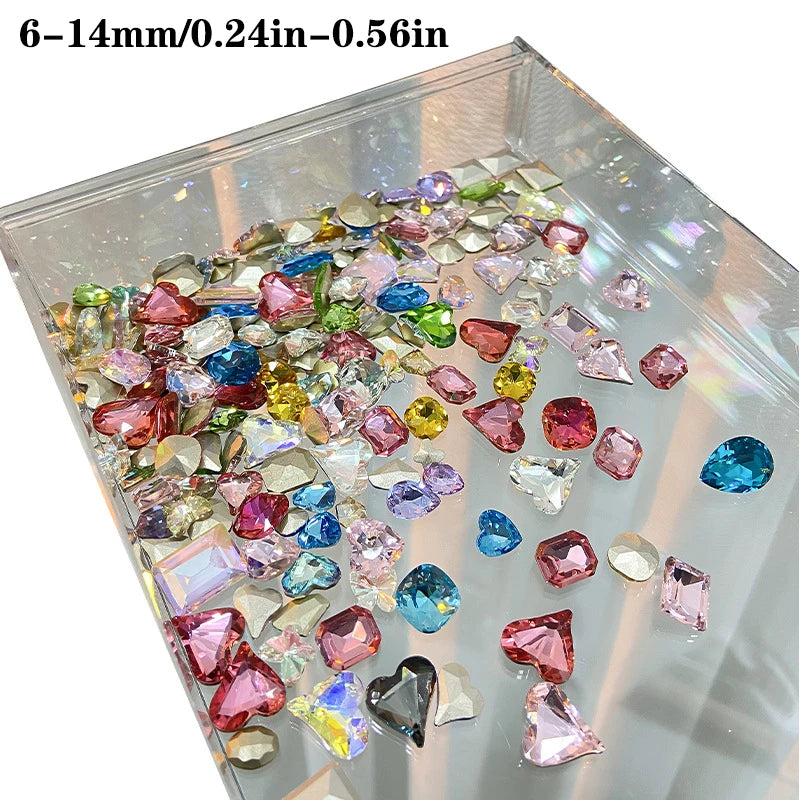 Mixed Shape Nail Rhinestones – 3D Glass Crystal Charms, 20 Pieces